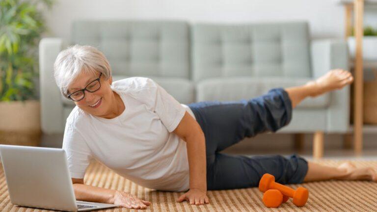 Senior doing strength training