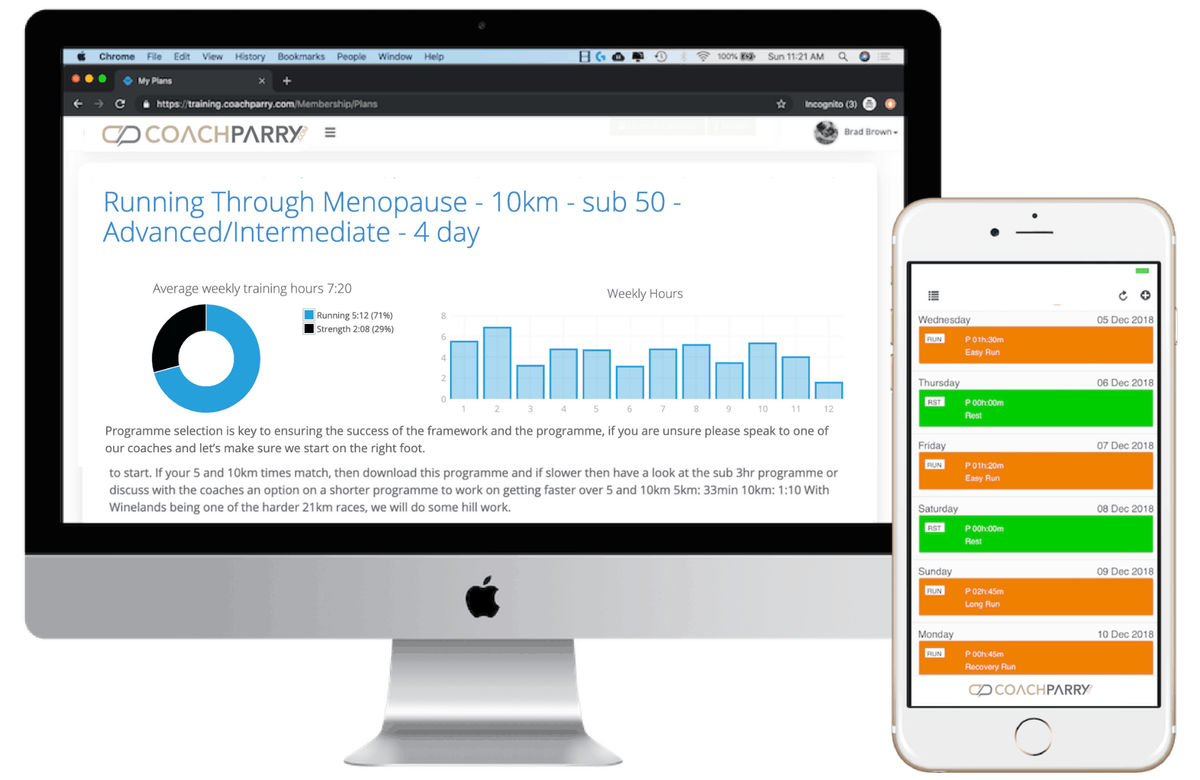 Running Through Menopause training app on multiple devices