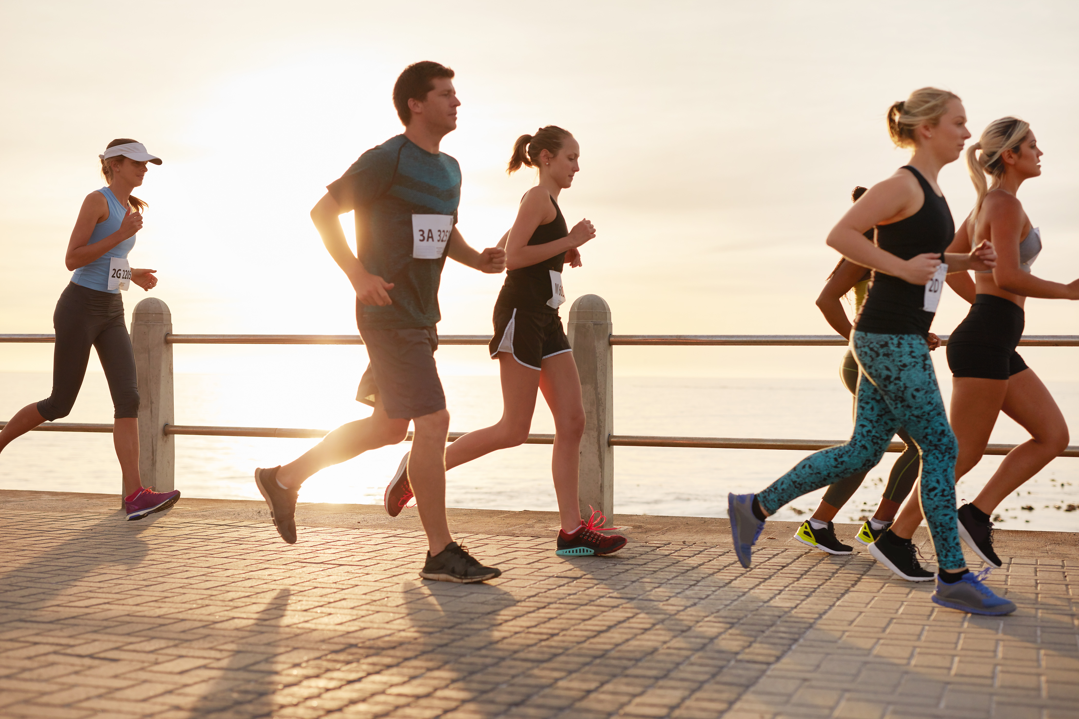 Group of young runners running in a race
